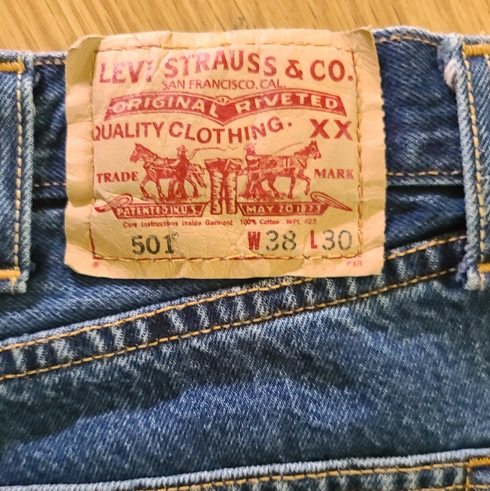 501 mens blue jeans button fly - Picture 4 of 6